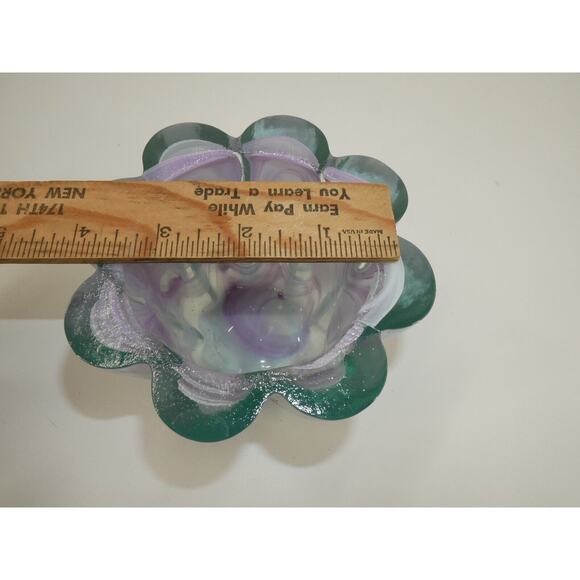 Hand Blown Purple Swirl Ecoglass Glass Candle Holder Bowl Recycled Made In Spain - Picture 10 of 10